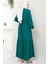Beli Büzgülü Lara Elbise Zümrüt Hm2452 4