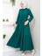 Beli Büzgülü Lara Elbise Zümrüt Hm2452 5