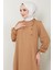 Düğme Detaylı Elbise Camel Hm2436 4