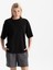 Kadın Siyah Oversize Bisiklet Yaka %100 Organik Pamuk T-Shirt 1