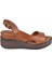 Hakiki Deri Platform Taban Kadın Sandalet BEL-1425 TABA 2