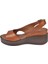 Hakiki Deri Platform Taban Kadın Sandalet BEL-1425 TABA 3