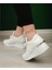 Yüksek Taban Bağcıklı Spor Ayakkabı Beyaz 2