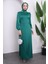 Zümrüt Yeşili Yan Detaylı Saten Abiye 1