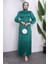Zümrüt Yeşili Yan Detaylı Saten Abiye 2