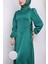 Zümrüt Yeşili Yan Detaylı Saten Abiye 4