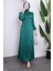 Zümrüt Yeşili Yan Detaylı Saten Abiye 5