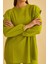 Eles Omuz Taşlı Kolları Büzgülü Keten Olive Tunik Pantolon Takım 4