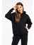 Kadın 3 Iplik Içi Pamuklu Oversize Uzun Kollu Sweatshirt 4