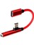USB C Tip C - 3,5 mm Aux Kulaklık Adaptörü Şarj Kablosu - Kırmızı (Yurt Dışından) 3