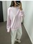 Toz Pembe Yanları Yırtmaçlı Sweatshirt M 1