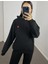 Siyah Kalp Nakışlı Oversize Sweatshirt S 1