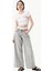 Beli Garni Detaylı Baggy Jean Pantolon - Gri 1
