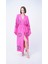 El Yapımı Pembe Göz Baskılı Nazar Kaftan Kimono 3