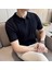 Erkek Siyah Patlı Kısa Kollu Polo Yaka Triko T-Shirt 1