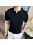 Erkek Siyah Patlı Kısa Kollu Polo Yaka Triko T-Shirt 2