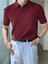 Bordo Erkek Fitilli Polo Yaka Triko T-Shirt 1