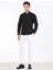 Siyah Düz Slim Fit Dokuma Klasik %100 Pamuk Gömlek 2
