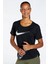 Dri-Fit One Swoosh Graphic Running Standart Fit Kesim Siyah Kadın Tişört 1