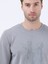 Gri Bisiklet Yaka Baskılı Sweatshırt 3