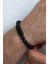 Plakalı Mat Siyah Boncuk Taşlı Unisex Erkek Kadın Bileklik bbb19cm 2