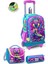 Kids Pembe Turkuaz Kulaklık Paten Desenli Çekçekli 3'lü Çanta Seti SET0123954 1