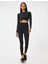 Crop Spor Tişört Slim Fit Bisiklet Yaka Katlı Uzun Kollu 1
