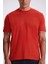 Kırmızı %100 Pamuk Desenli Bisiklet Yaka T-Shirt 3