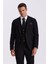 Siyah Slim Fit Mono Yaka Çift Yırtmaçlı Yelekli Takım Elbise 2