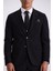 Siyah Slim Fit Mono Yaka Çift Yırtmaçlı Yelekli Takım Elbise 3