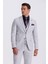 Gri Slim Fit Mono Yaka Çift Yırtmaçlı Yelekli Takım Elbise 2