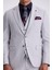 Gri Slim Fit Mono Yaka Çift Yırtmaçlı Yelekli Takım Elbise 3