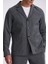 Antrasit Slim Fit Apaş Yaka Keten Karışımlı Çift Yırtmaçlı Çizgili Takım Elbise 3