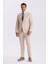 Bej Slim Fit Mono Yaka Tensel Kumaş Çift Yırtmaç Torba Cepli Takım Elbise 1