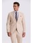 Bej Slim Fit Mono Yaka Tensel Kumaş Çift Yırtmaç Torba Cepli Takım Elbise 2