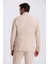Bej Slim Fit Mono Yaka Tensel Kumaş Çift Yırtmaç Torba Cepli Takım Elbise 4