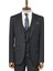 Tek Düğmeli Sivri Yaka Yelekli Siyah Erkek Takım Elbise 1