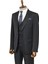 Tek Düğmeli Sivri Yaka Yelekli Siyah Erkek Takım Elbise 4
