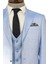 Tek Düğmeli Sivri Yaka Yelekli Buz Mavi Erkek Takım Elbise 2
