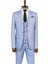 Tek Düğmeli Sivri Yaka Yelekli Buz Mavi Erkek Takım Elbise 3