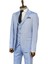 Tek Düğmeli Sivri Yaka Yelekli Buz Mavi Erkek Takım Elbise 4