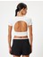 Crop Tişört Sırt Detaylı Bisiklet Yaka Kısa Kollu Slim Fit 4