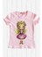 Kız Çocuk T-Shirt Pembe Renk Pamuklu Baskılı Çocuk Penye 1