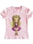 Kız Çocuk T-Shirt Pembe Renk Pamuklu Baskılı Çocuk Penye 2