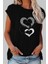 Kadın Kısa Kollu Kalp Baskılı Viskon T-Shirt 1