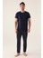 2996 Comfortable Lacivert Erkek Pijama Takımı 2