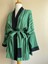 Tokalı Kuşaklı Kadın Kimono Set - Yeşil Çizgili 2