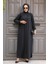 Fermuarlı Siyah Tesettür Abaya 60971S 1