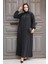 Fermuarlı Siyah Tesettür Abaya 60971S 2