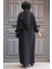 Fermuarlı Siyah Tesettür Abaya 60971S 3
